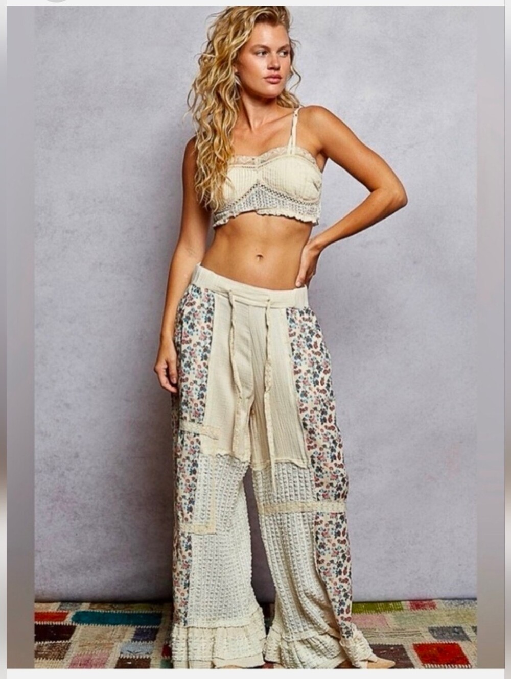 POL " Moonlit Patchwork " Ruffle Pants - Size Small - Picture 2 of 5